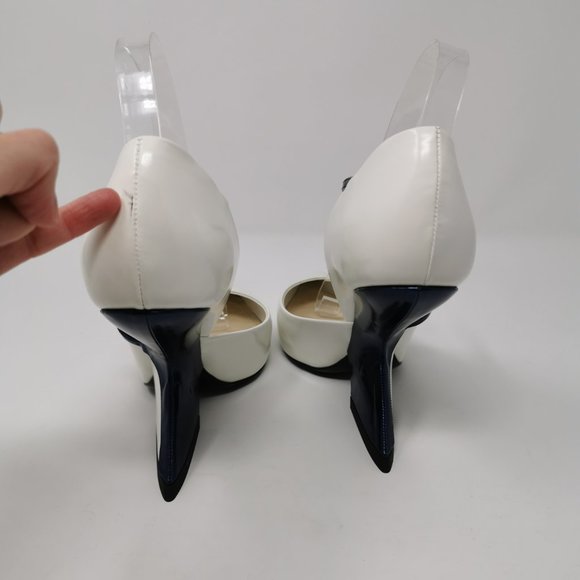 Dior Runway White Sculptured Navy Blue Heel - Picture 8 of 12